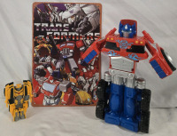3 New | Transformer Themed Items | Incluces 2 Toys ( Optimus Prime & Bumble Bee ) & A Transformers Metal Wall Sign