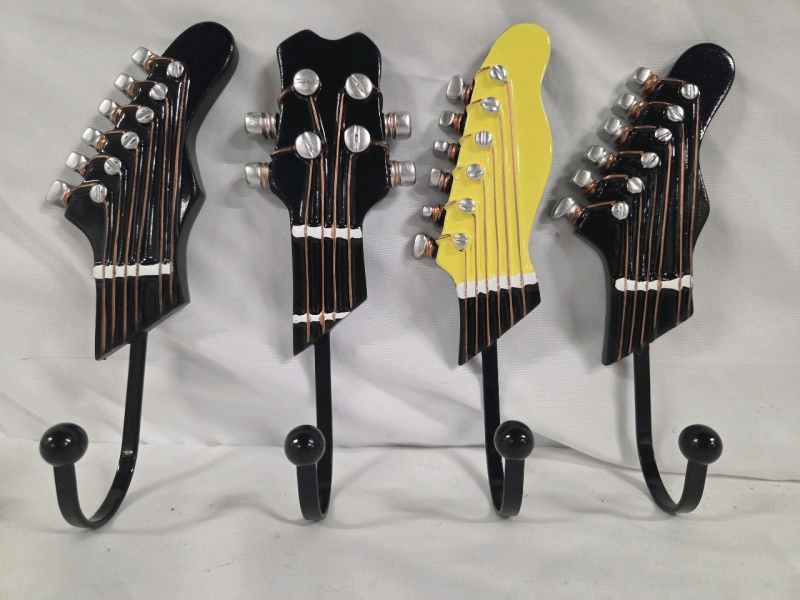 4 New | 7" Guitar & Bass Themed Wall Hooks