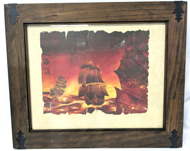 Framed Disney Pirates of the Caribbean "Ships" Lithograph - 17.5" &times; 14.5"
