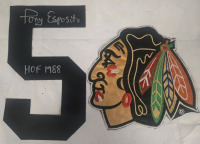 Vintage Tony Esposito #5 Signed Jersy Number ( No C.O.A ) & Sewn NHL Chicago Black Hawks Logo