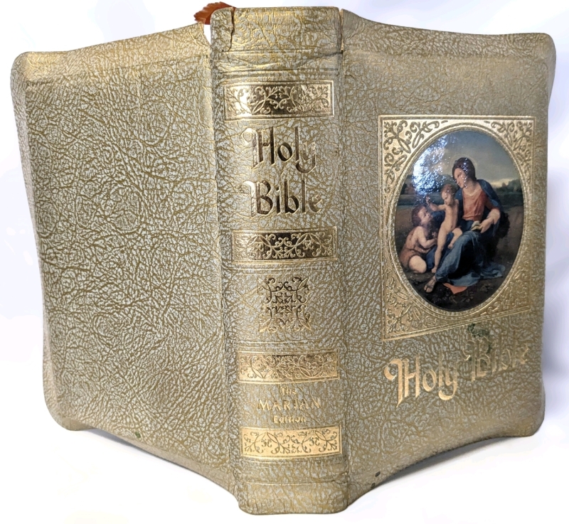 Vintage 1950s The Family Rosary Commemorative Edition of the Catholic Bible Issued in Remembrance of The Marian Year