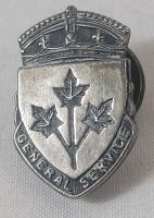 Vintage 1940s Sterling Silver Canadian Military General Service Lapel Pin .