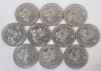 1970 (1870-) Canadian Manitoba One Dollar Coins , Ten (10) Coins