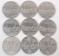 1982 (1867-) Canadian Constitution One Dollar Coins . Nine (9) Coins