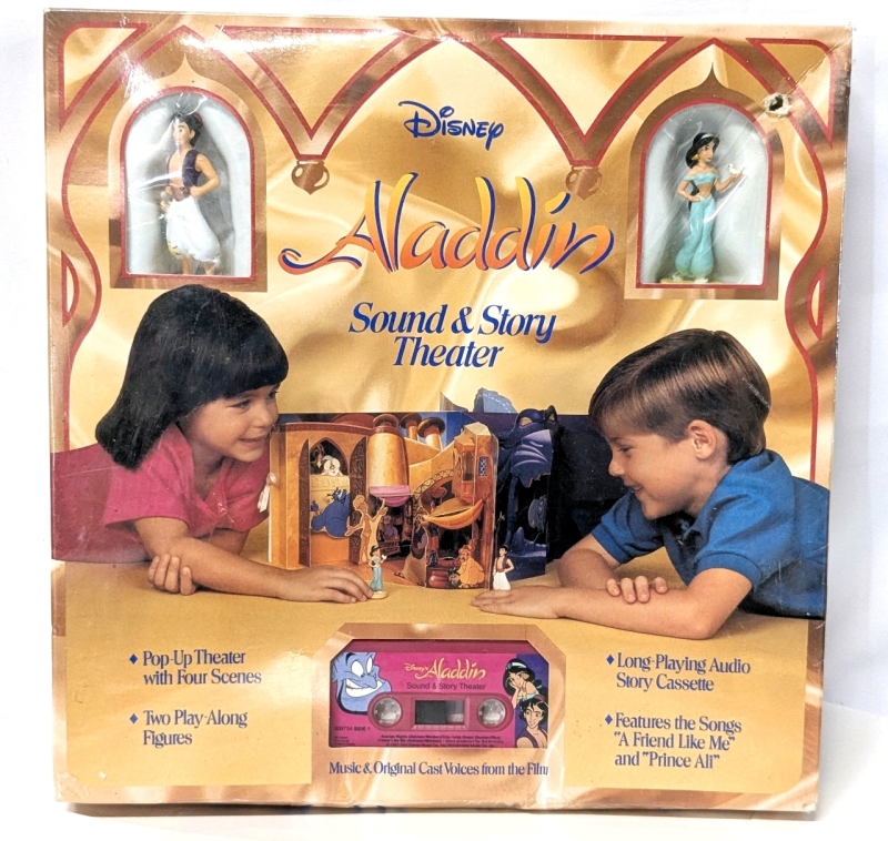 Vintage Sealed Disney ALADDIN Sound & Story Theatre with Pop-Up Theater, 2 Figures & Long-Playing Audio Story Cassette