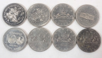 1970 - 1977 Canadian One Dollar Coins , Consecutive Years . Eight (8) Coins