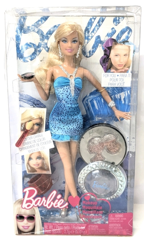 2009 BARBIE Loves Makeup Color Change Makeup Doll 11 " Some Damage to Packaging