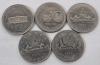 1968 - 1985 Canadian One Dollar Coins , Consecutive Years - 19 Coins . Includes 1984 Canoe & 1984 Jacques Carter - 3
