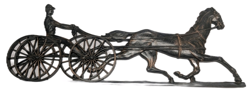 Large Vintage 1971 Dart USA Coppercraft Guild Racing Horse Sulky Buggy Wall Art Decor - 38" Long