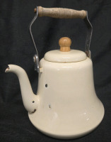 Vintage Metal Teapot W/ Wooden Handle 7.5" Tall