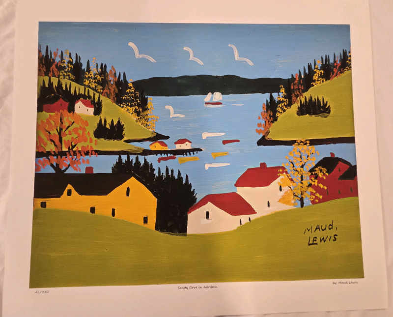 Print of "Sandy Cove in Autumn" By Maud Lewis | Measures 20" x 24" | 21/950