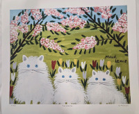 Print of "Three White Cats" By Maud Lewis | | Measures 24" x 20" | 21/950