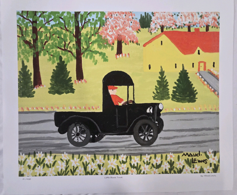Print of "Little Black Truck" By Maud Lewis | Measures 20" x 24" | 21/950