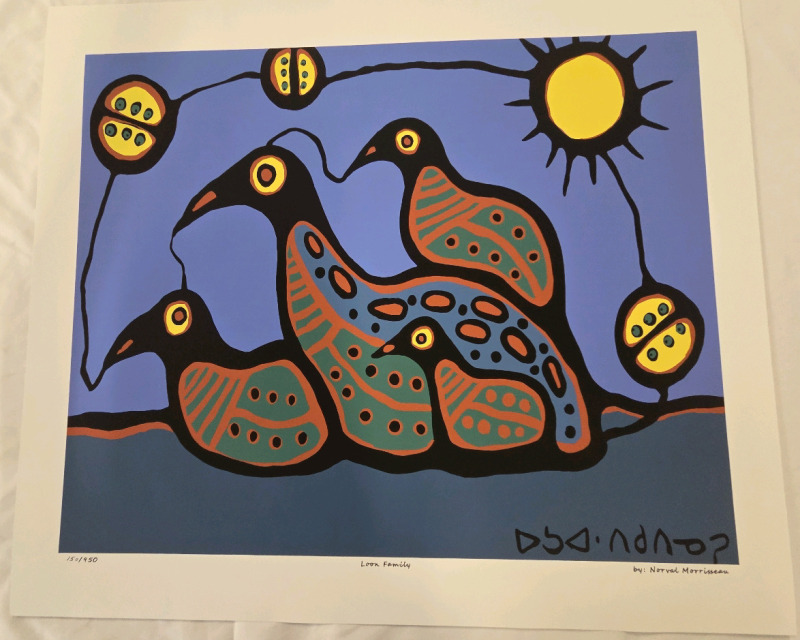 Print of "Loon Family" By Norval Morrisseau | Measures 24" x 21" | 150/950