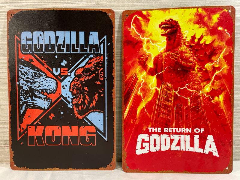 2 New 8&rdquo;x12&rdquo; metal signs | Godzilla theme