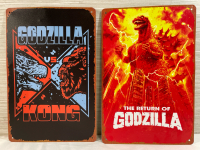 2 New 8&rdquo;x12&rdquo; metal signs | Godzilla theme