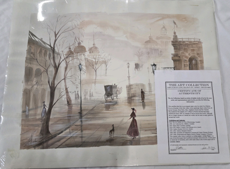 Water Colour Painting By Russian Artist Eva Nikulin | Painting Measures 23" x 17" , w/ Boarder Measures 27" x 21"