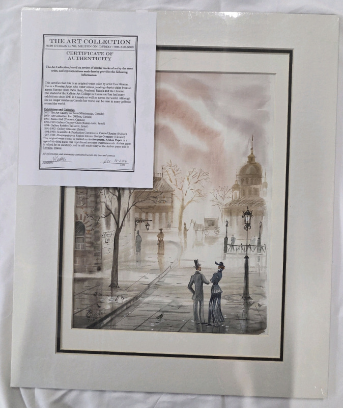 Water Colour Painting By Russian Artist Eva Nikulin | Painting Measures 12" x 16" , w/ Boarder Measures 24" x 20"