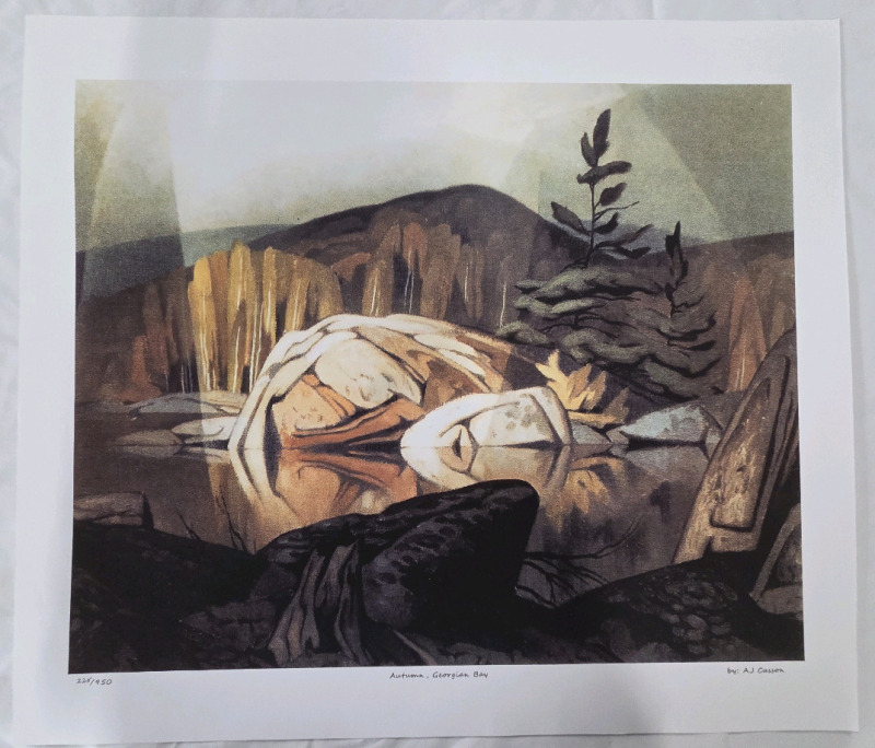 Print of "Autumn, Georgian Bay" By A.J Casson (Group of Seven) | Measures 24" x 21" | 235/950