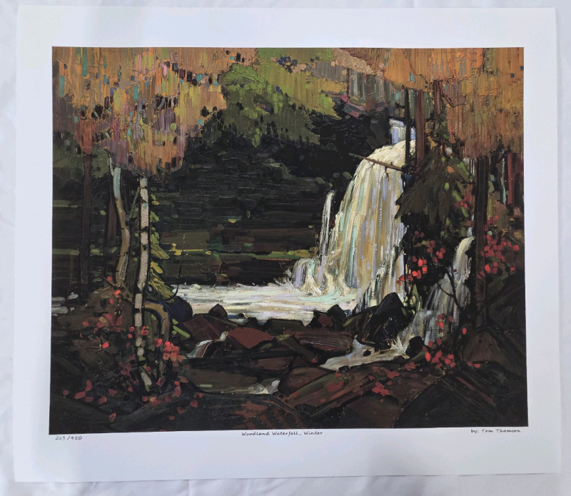 Print of "Woodland Waterfall, Winter" By Tom Thomson | Measures 24" x 21" | 263/950