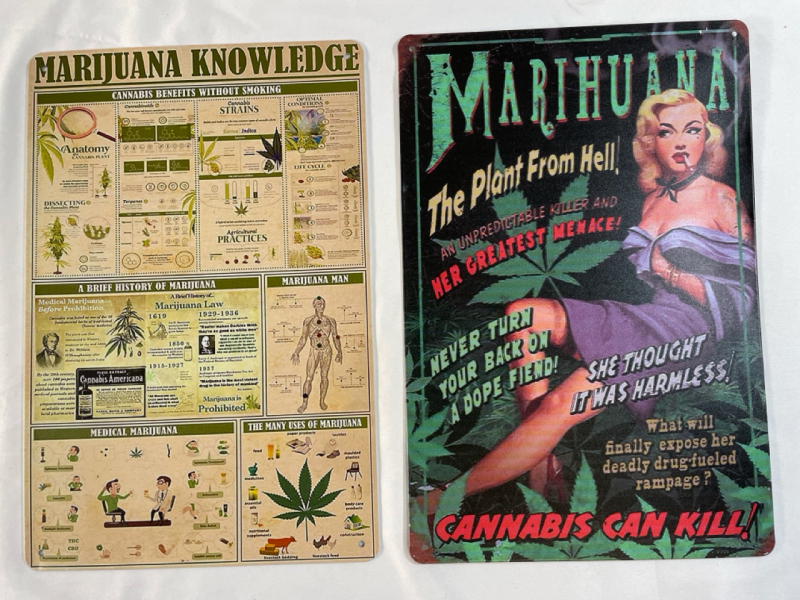 2 New 8&rdquo;x12&rdquo; metal signs | Humorous marijuana theme