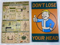 2 New 8&rdquo;x12&rdquo; metal signs | Humorous marijuana theme