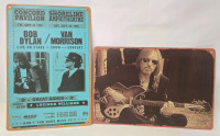 2 New | Metal Wall Signs Tom Petty, Bob Dylan & Van Morrison | Largest Sign Measures 8" x 12"