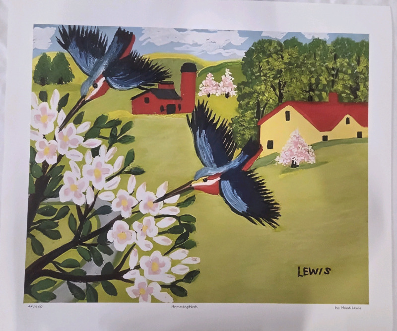 Print of "Hummingbirds" By Maud Lewis | Measures 24" x 21" | 66/950