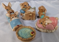 6 Vintage Pendelfin Figurines. Tallest Measures 3.5" Tall