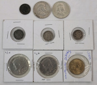 1891 - 2000 USA Coin Lot . 1891 Indian Head Penny , 1962 & 1963 Silver Half Dollar , 1944 , 1945 & 1946 Silver Dimes , 1972 & 1976 Half Dollar & 2000 Sacagawep Dollar .