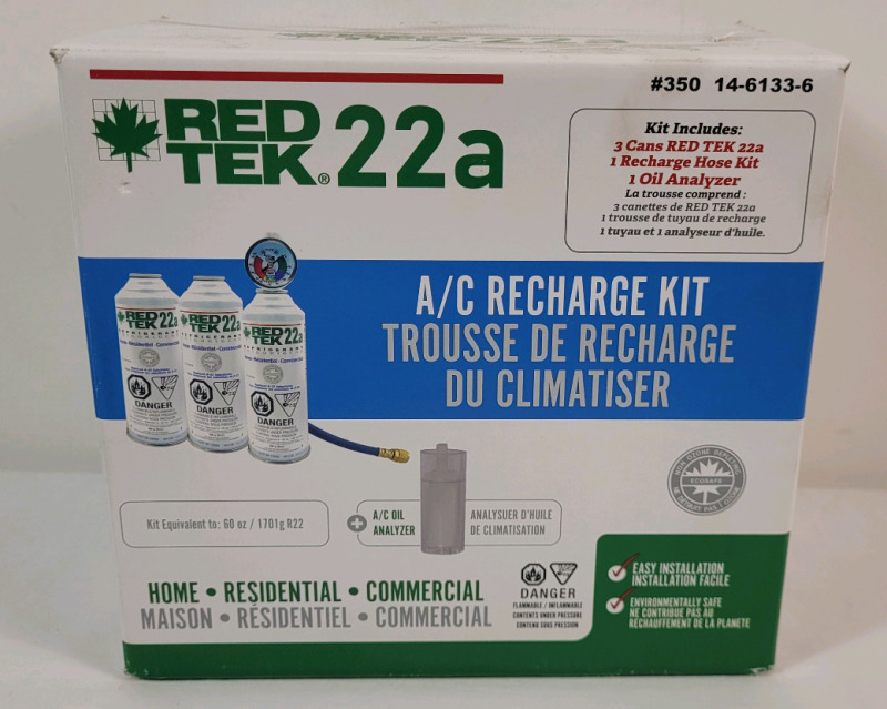 New - Red Tek 22a Home / Residential A/C ReCharge Kit . Part #350
