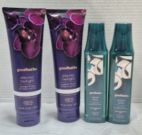 4 New Goodbaths Electric Twilight Body Cream & Ocean Bliss Fragrance Mist 283g & 236mL Orange Flower & Black Orchid and Coconut & Hibiscus Flower
