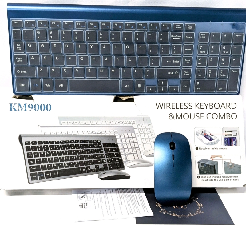 As-Is in Box | TopMate Wireless Keyboard and Mouse Combo - Model KM9000 (Untested, Keyboard Missing Receiver Dongle)