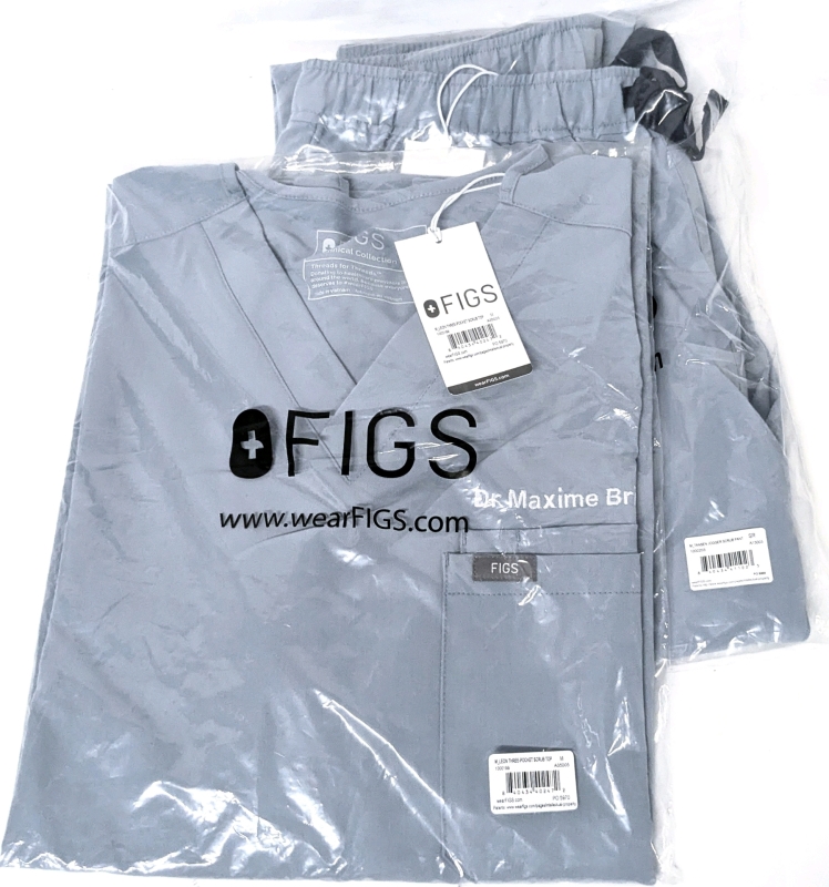 New Size MED / SM Reg Men's FIGS [Personalized] : Leon Three-Pocket Scrub Top & Tansen Jogger Scrub Pants | Retails Over $130