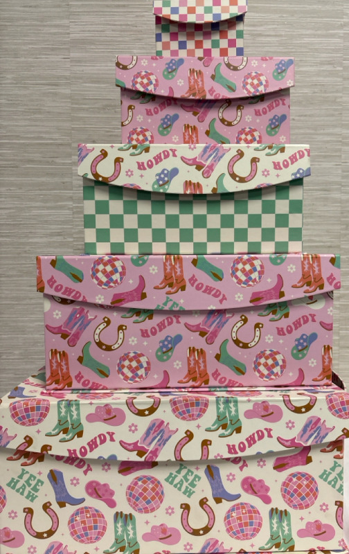 5 New Decorative Shoe boxes| 16" Largest measures