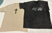 2 New Size Medium Men's Oversized Religious T-Shirts