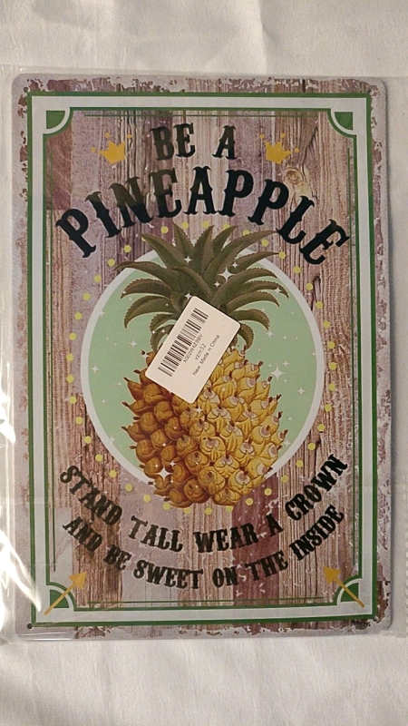 New Be A Pineapple Metal Wall Sign - 8"x12"