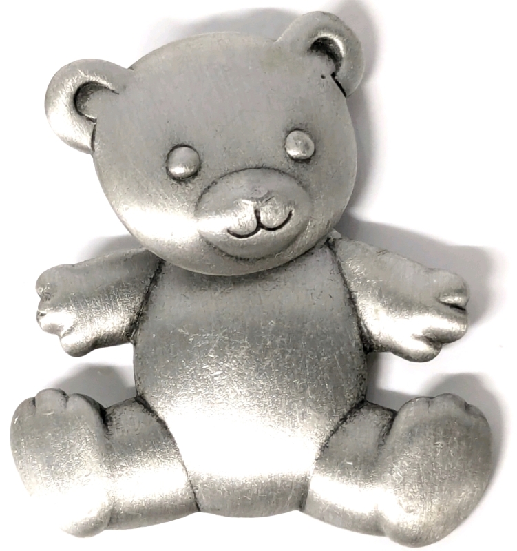 Adorable Vintage Signed JJ Jonette Large Teddy Bear Brooch (Body Swings Side to Side!) - 2" Long