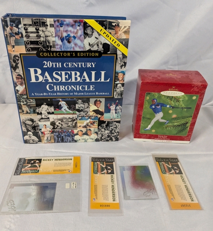 Vintage Baseball Lot - Hardcover Book, Ornament & More! Book Measures 11.5" Tall