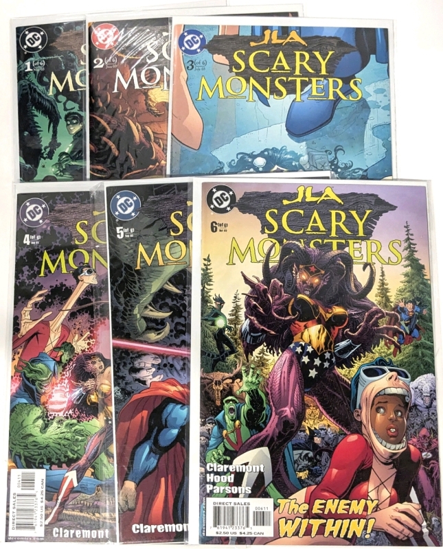 6 Vintage 2003 JLA Justice League of America: Scary Monsters Direct Sale - Complete Run, Issues #1 - #6, All Bagged & Boarded