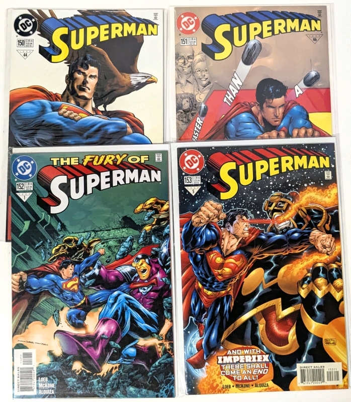 4 Vintage 1999-00 DC Comics SUPERMAN Direct Sale Issues : #150, #151, #152, #153
