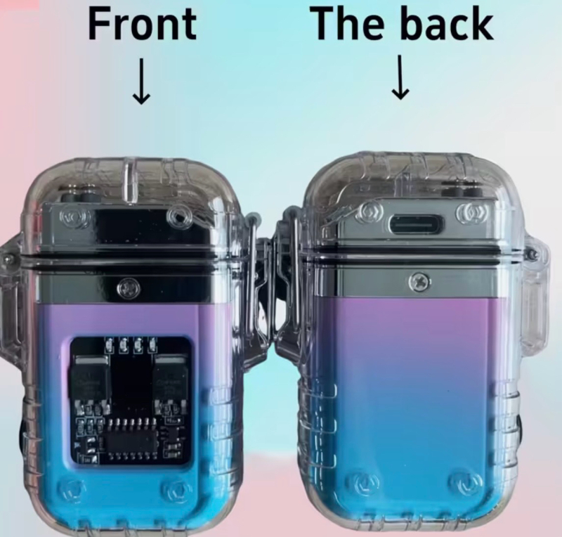 New Double Arc Photoelectric Lighter with LED flashlight Pulse Windproof Electronic Flameless Plasma USB Rechargeable Outdoor Survival Pink Blue