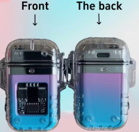 New Double Arc Photoelectric Lighter with LED flashlight Pulse Windproof Electronic Flameless Plasma USB Rechargeable Outdoor Survival Pink Blue
