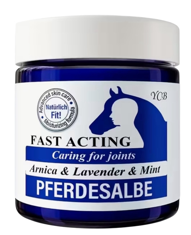 New YCB 70g Horse Oil Joint Massage Cream with lavender arnica vitamin E and Mint Deeply Moisterizes for 72 hours Alcohol Free and fast-absorbing Warms and Cares For Your Joints Stock photo added
