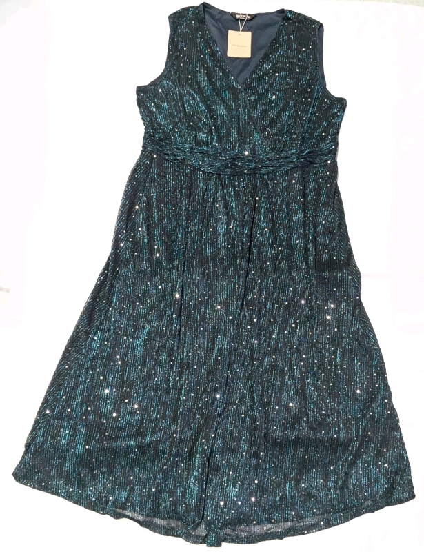 New Size 14-16 Women's BLOOMCHIC Slinky Shimmery Sleeveless Lined Maxi Dress