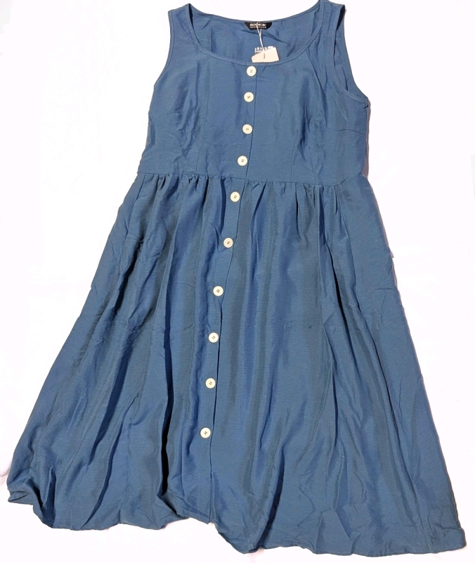New Size 14-16 Women's BLOOMCHIC Lightweight Sleeveless Button-Up Summer Midi Dress
