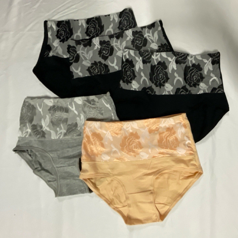 5 New Sz Large (more like Sm/Med) Ladies High Waist Floral detail Underwear