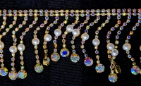 Interesting 6'8 (80"+!) Long Strand of Beaded Metal Fringe with AB Rhinestones & Faux Pearls - Unsure if Jewelry or Decoration, But It Sure is Pretty!