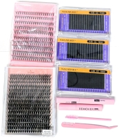5 New Packs Eyelash Extensions: 9-16mm Mix, 3&times; Nagaraku 10mm, 11mm, 15mm + Tweezers, Comb, Bond/Seal & Remover