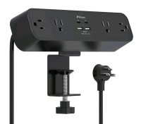 New - Mifaso PD30W Desk Clamp Power Strip, Desktop Mount Surge Protector, Fast Charging Station, 5Ft Extension Cord Desk Mount Shelf with 4 Outlets 2 USB Ports & 2 USB C